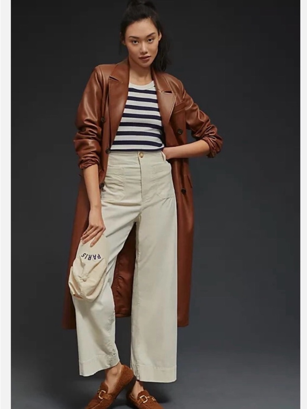 Maeve The Colette Cream Wide Leg Cropped Corduroy Pants